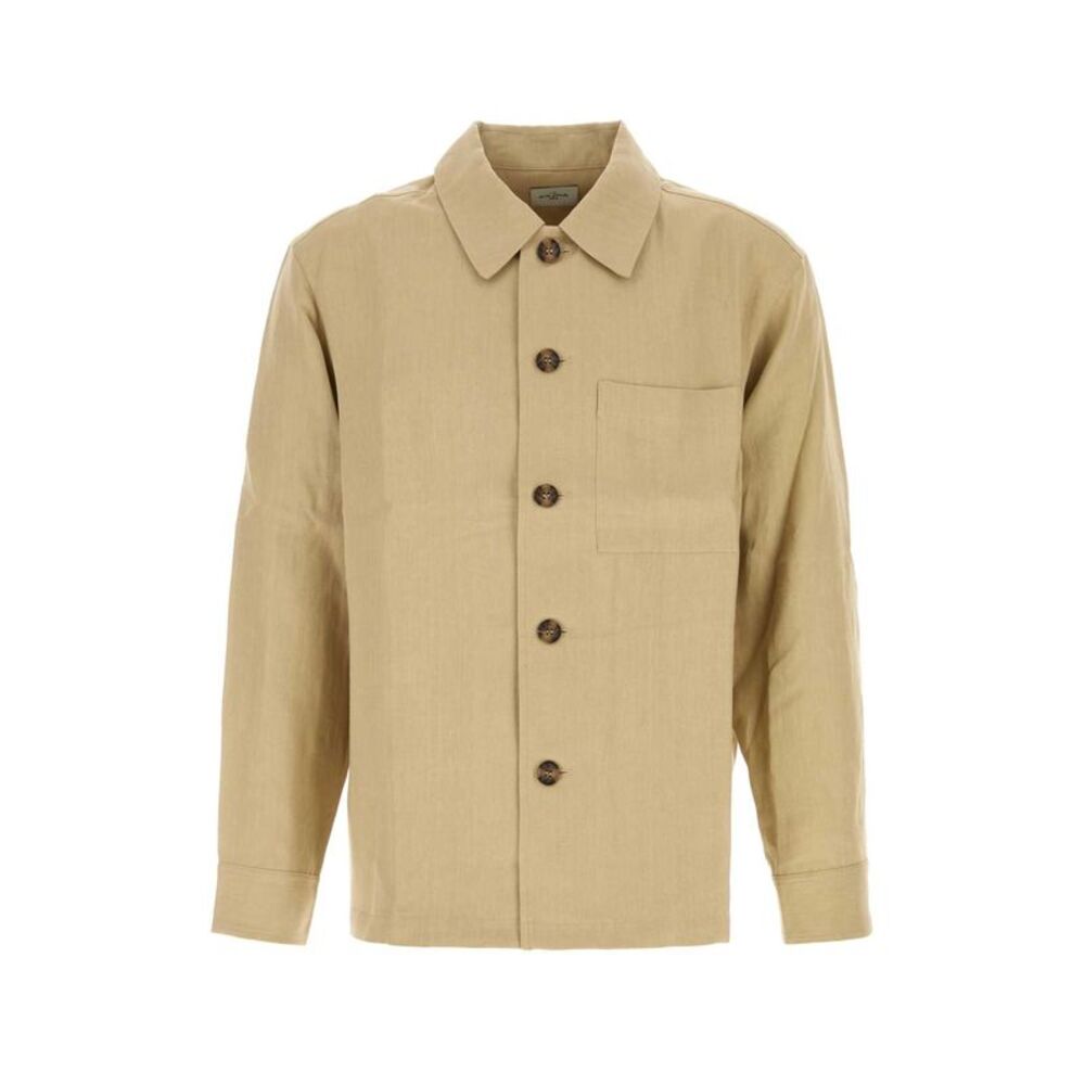 Le Kasha Men Beige Linen Shirt